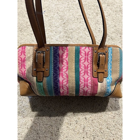 FOSSIL HANDBAG Signature Jacquard & Leather Purse Hand Bag Stripe C24 - Picture 8 of 16